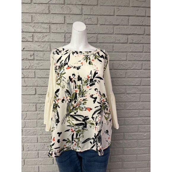 Van Heusen Women Floral Print Bell Sleeve Blouse Size M - Picture 1 of 8